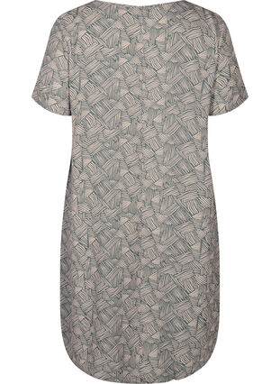 Printet kjole med korte ærmer, Green Graphic, Packshot image number 1