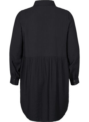 Ensfarvet skjortekjole med a-shape, Black, Packshot image number 1
