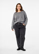 Løstsiddende strikbluse med rund hals, Medium Grey Melange, Model image number 2
