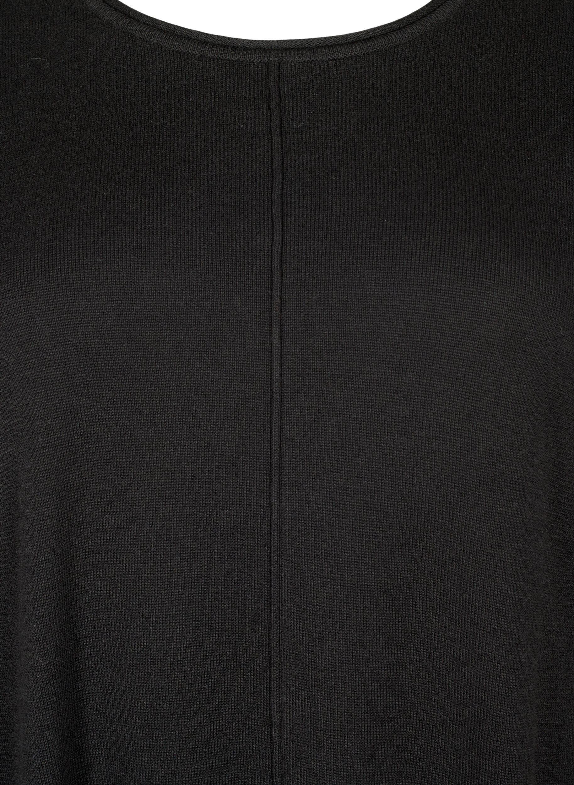 ZizziStrikbluse i bomulds-viskosemix, Sort, Packshot image number 2