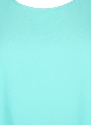 Bluse med korte ærmer og rund halsudskæring, Turquoise, Packshot image number 2