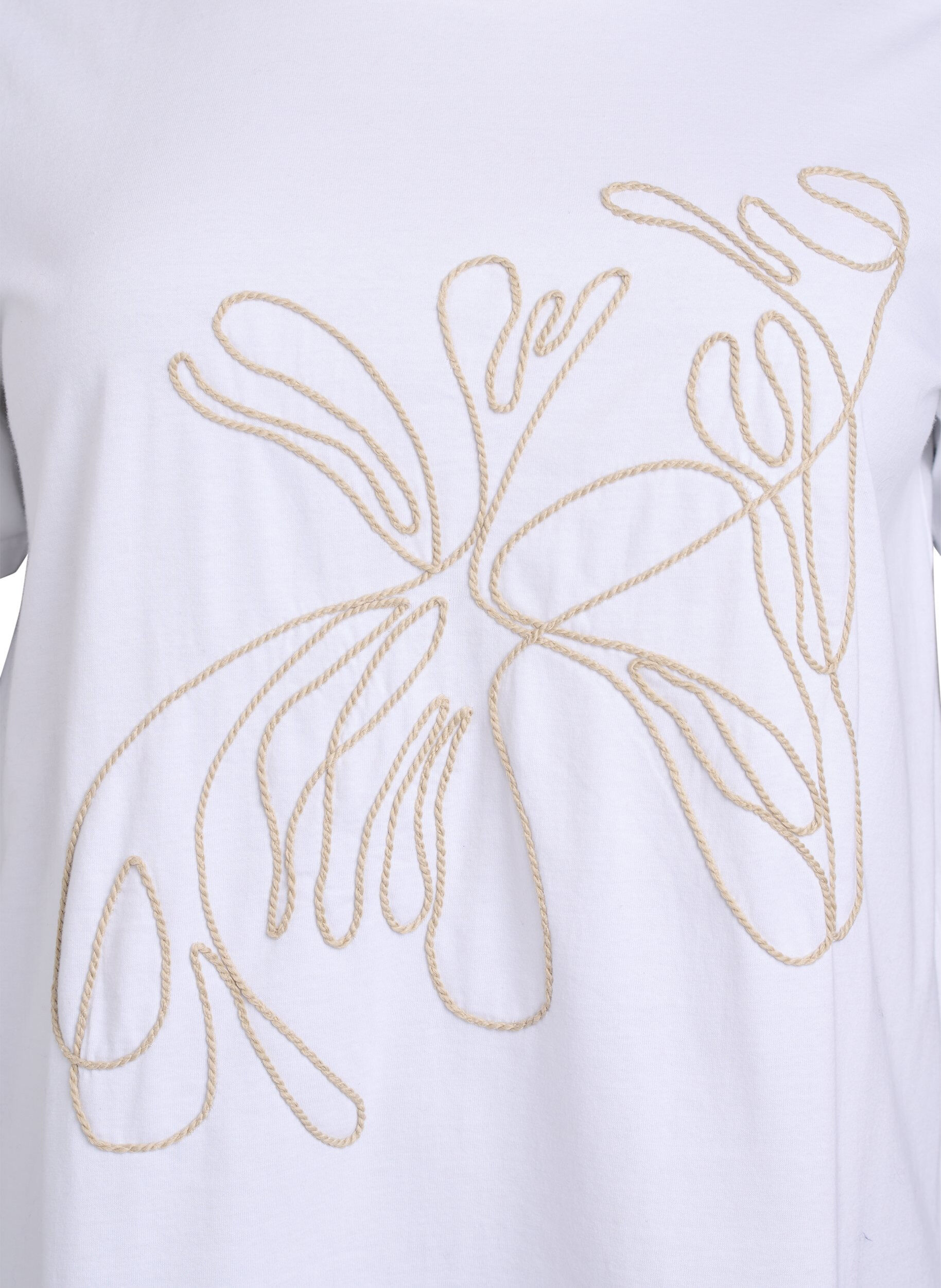 Zizzi T-shirt i &oslash;kologisk bomuld med snore-detalje, Hvid, Packshot image number 2