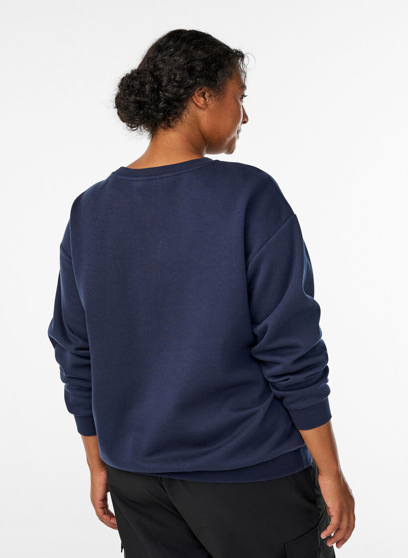 Sweatshirt med statement-detalje, Blå, Model image number 2