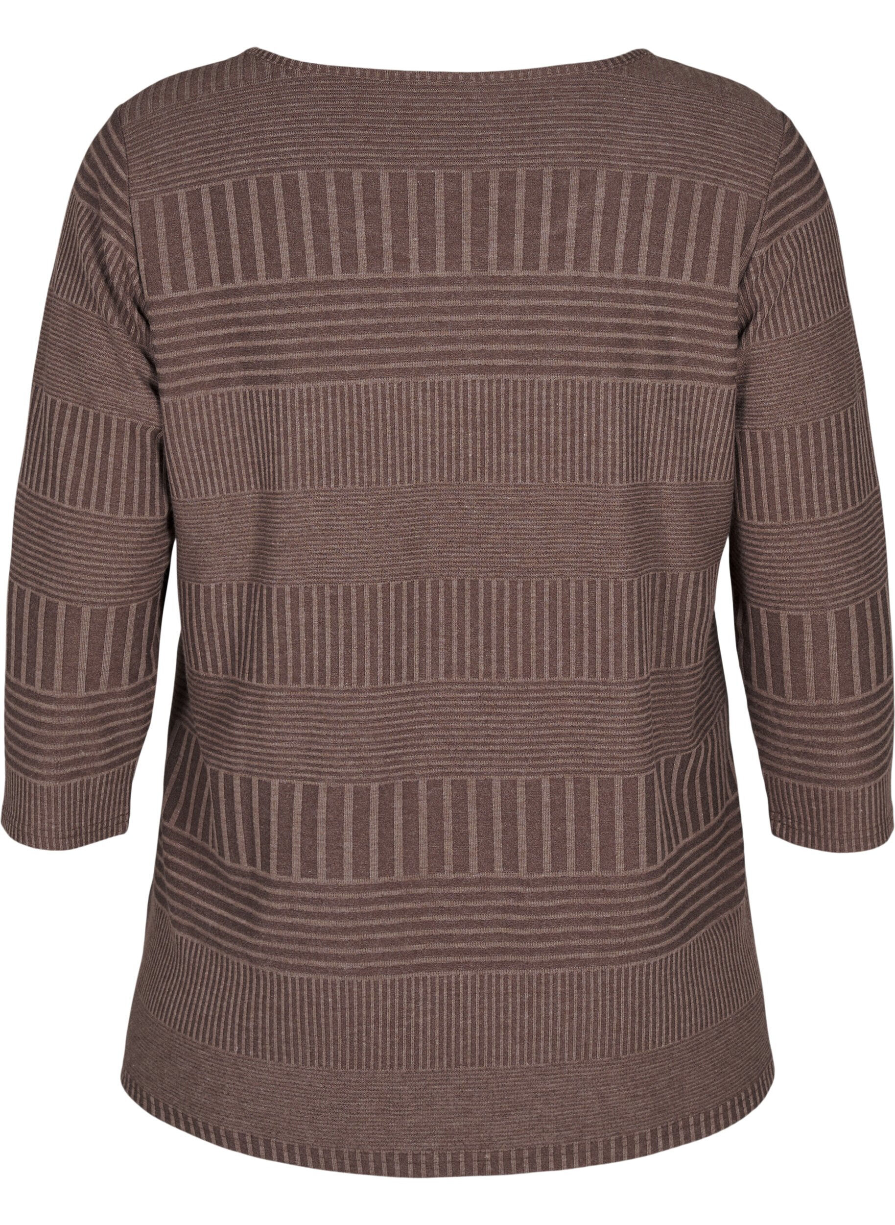 Zizzi Bluse med 3/4 &aelig;rmer og stribet m&oslash;nster, Ch. Martini Mel., Packshot image number 1