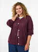 Strikket cardigan med hulm&oslash;nster, M&oslash;rk Bordeaux, Model image number 0