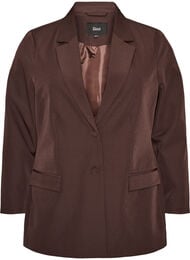 Klassisk blazer med knaplukning, Brun
