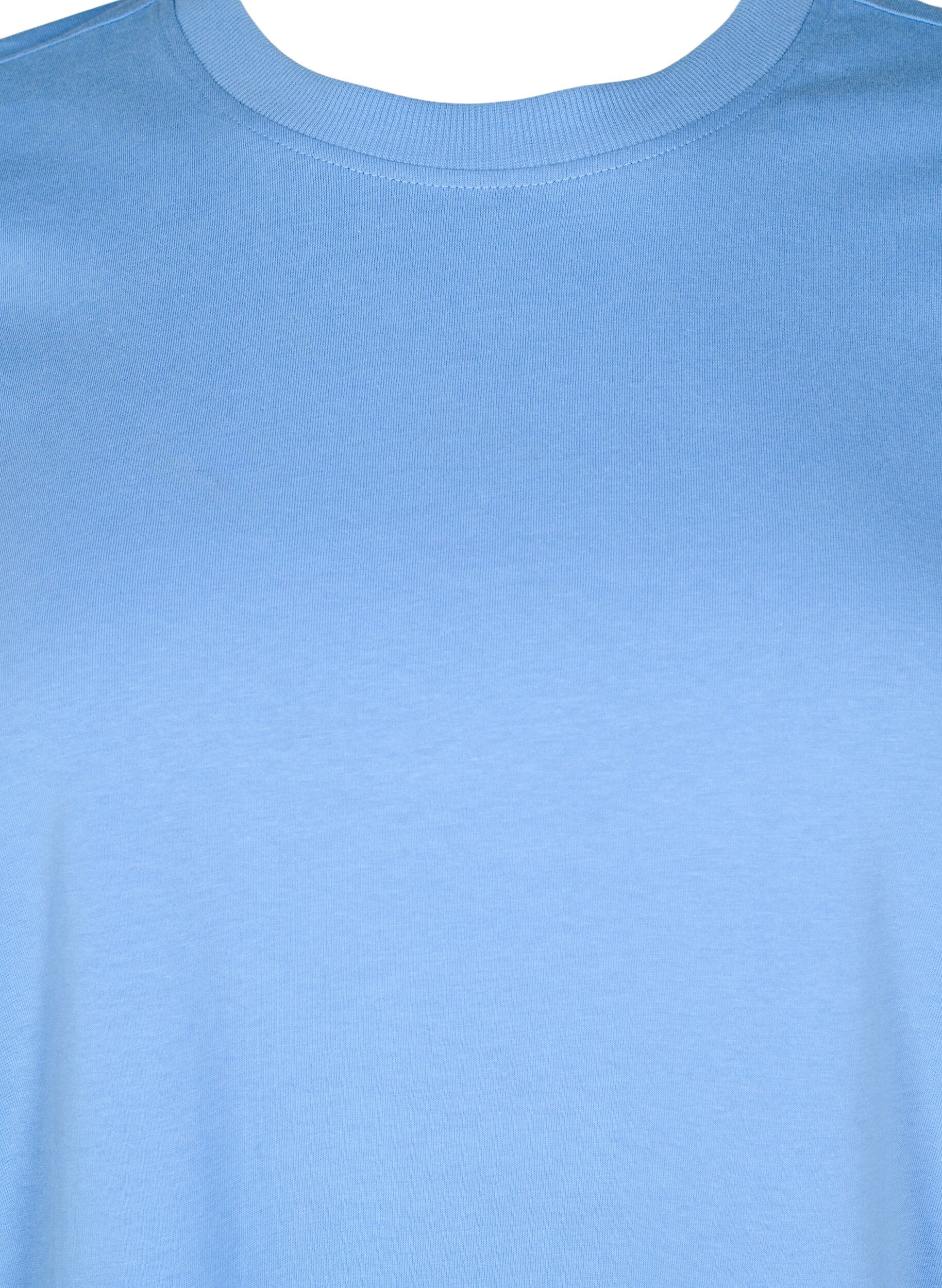 ZizziBasis t-shirt i bomuld med rund hals , Bl&aring;, Packshot image number 2