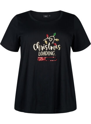 Jule t-shirt med pailletter, Black W. Loading, Packshot image number 0