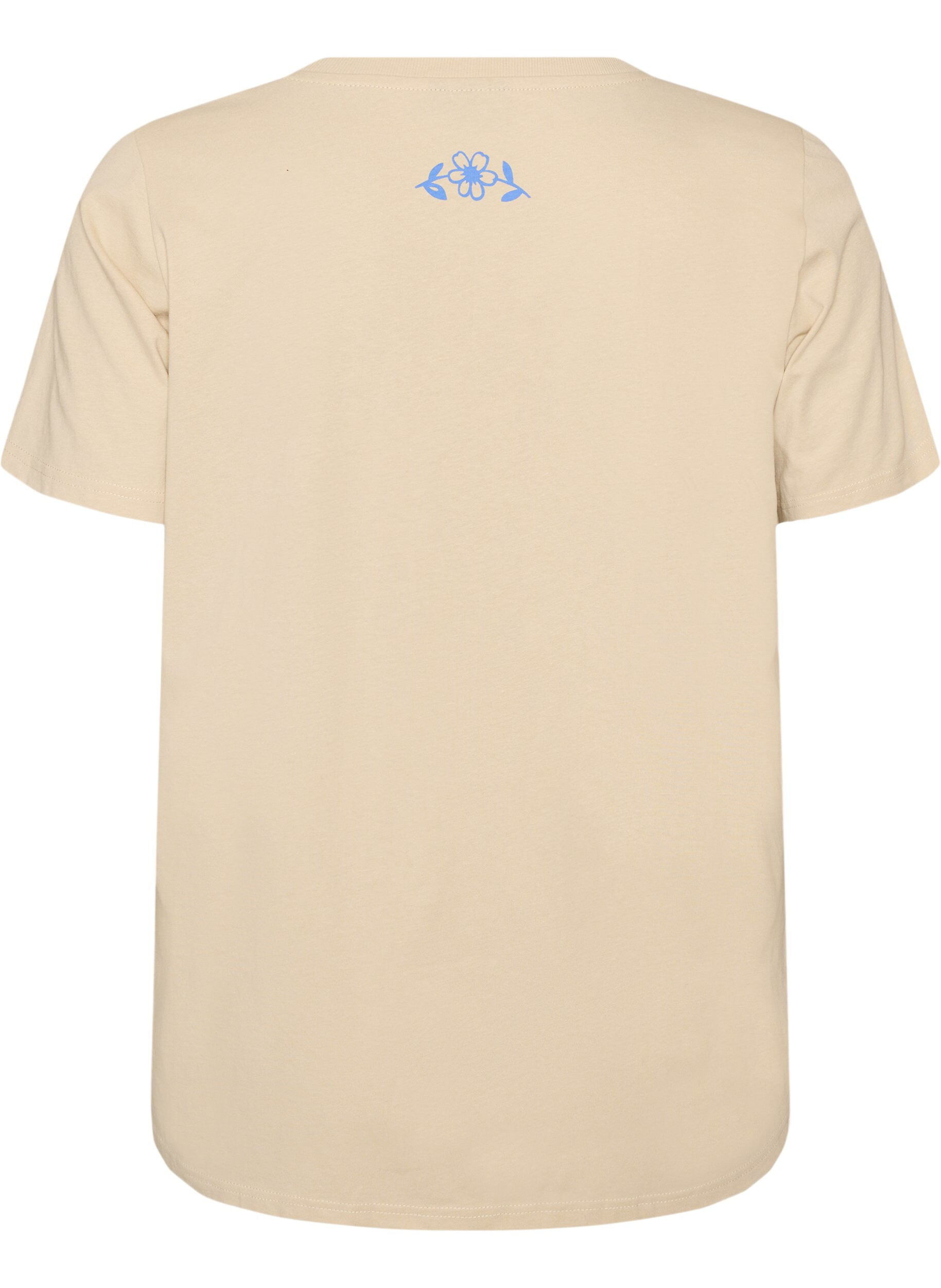 ZizziT-shirt i bomuld med printmotiv, Beige, Packshot image number 1