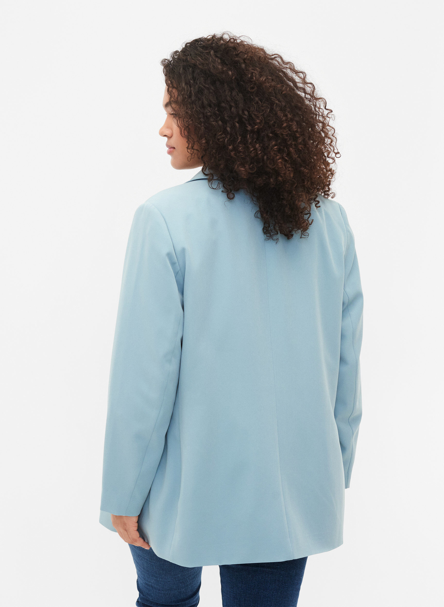 Zizzi Klassisk blazer med knaplukning, Citadel, Model image number 1