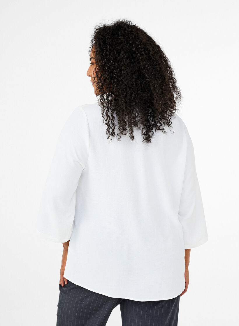 Bluse med 3/4 &aelig;rmer, Vanilla, Model image number 2