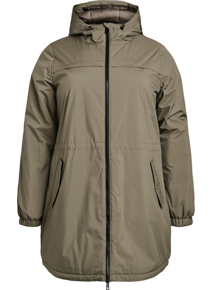 Let vatteret parka med h&aelig;tte , Gr&oslash;n, Packshot image number 0