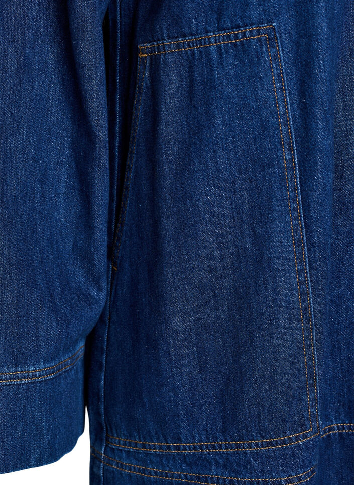 Kort denimkjole med krave og knaplukning, Bl&aring;, Packshot image number 3