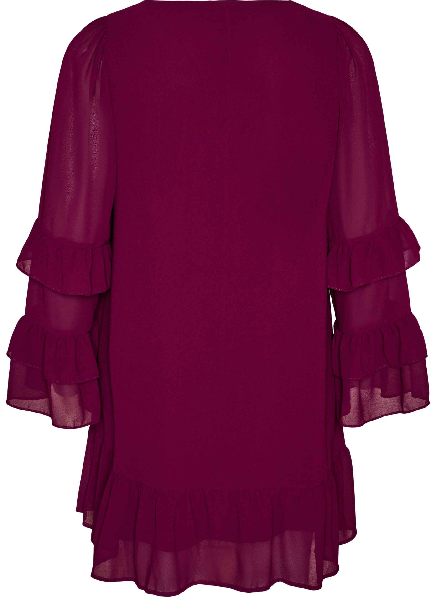 ZizziKort kjole med transparente fl&aelig;se&aelig;rmer, Lilla, Packshot image number 1