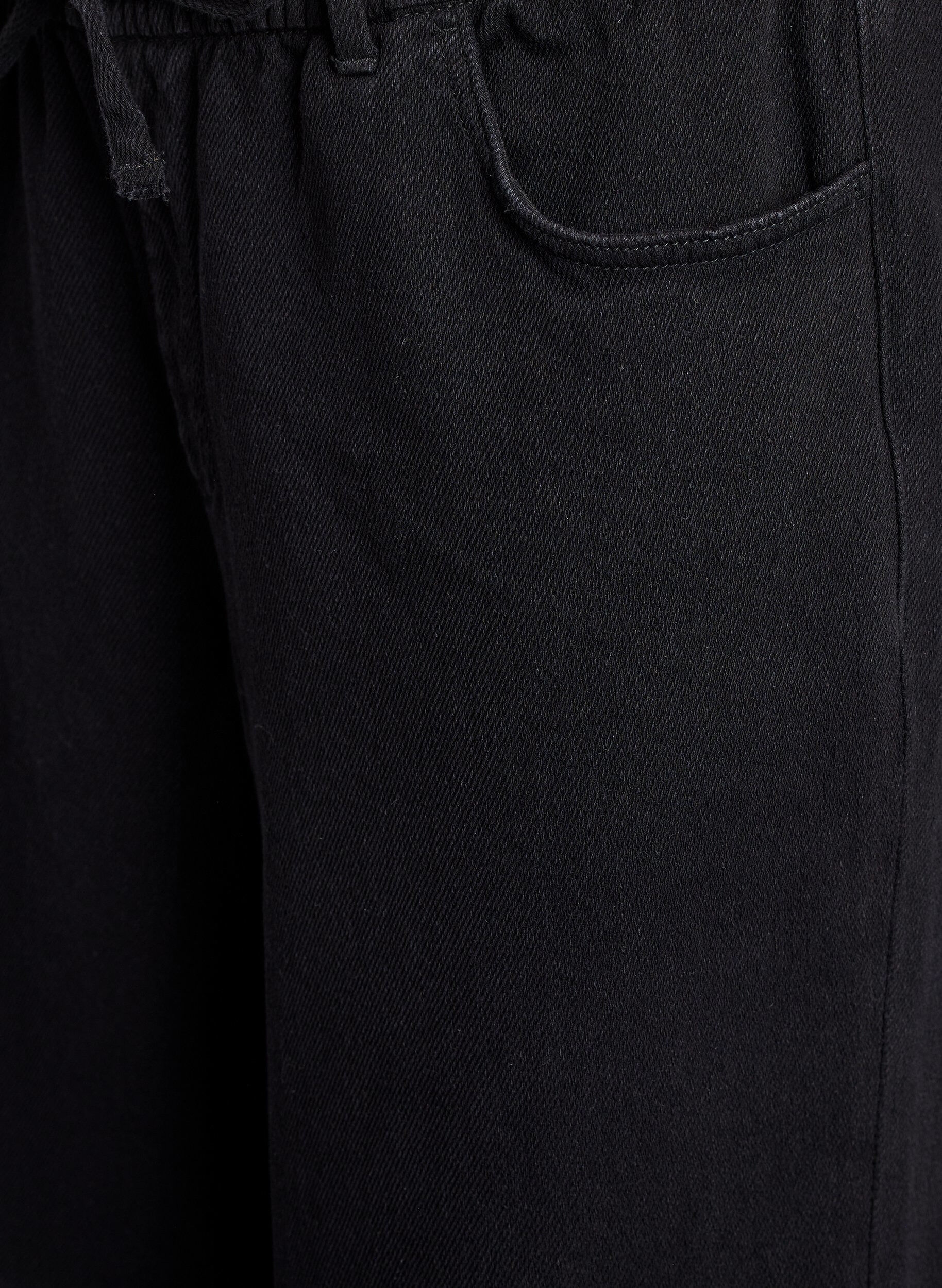 ZizziLoose fit jeans med elastisk talje og bindeb&aring;nd, Sort, Packshot image number 2