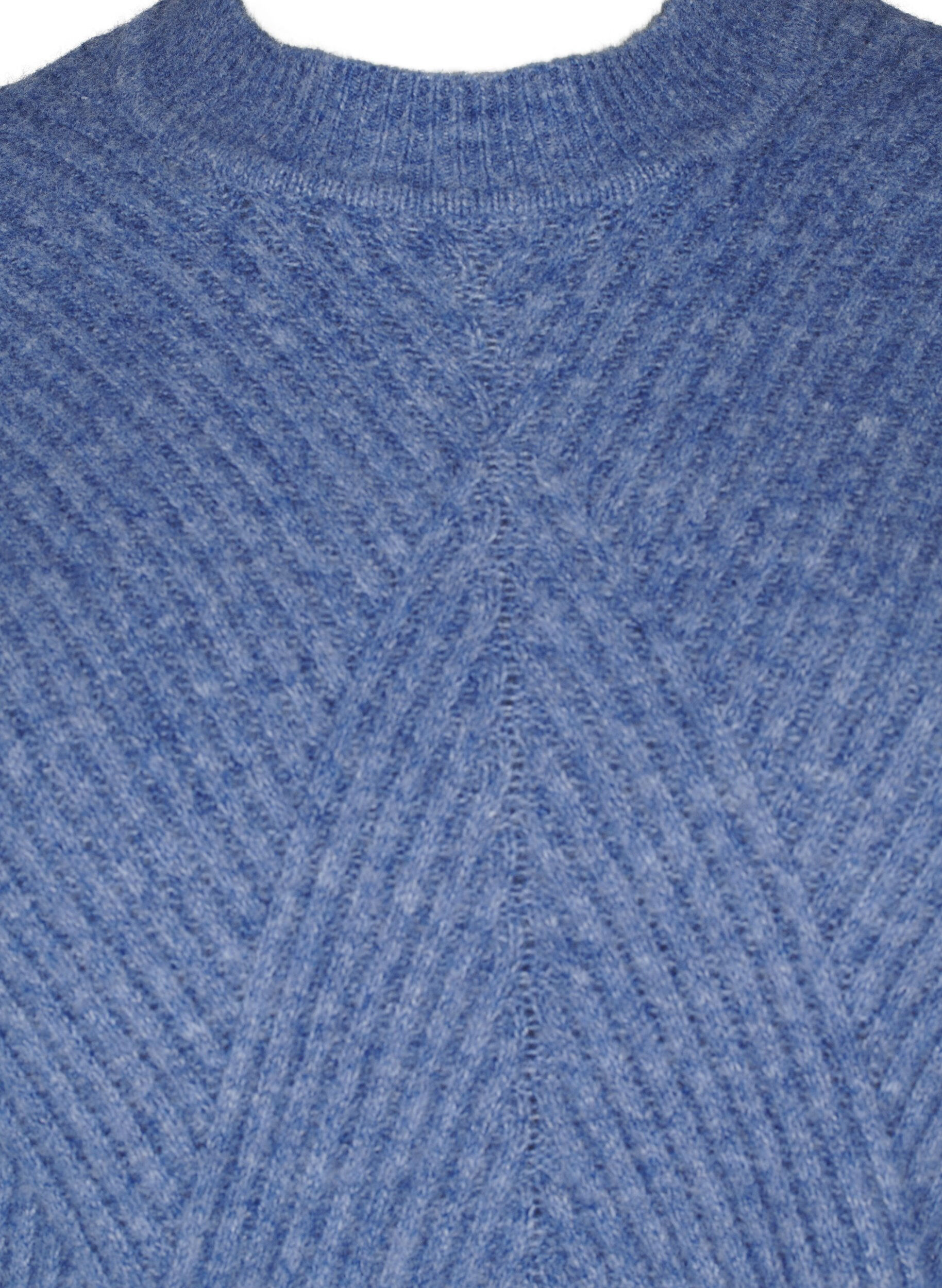 Zizzi Kort ribstrikket kjole med rund hals, Grey Blue Mel., Packshot image number 2