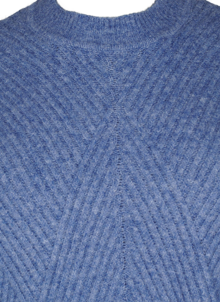 Kort ribstrikket kjole med rund hals, Grey Blue Mel., Packshot image number 2