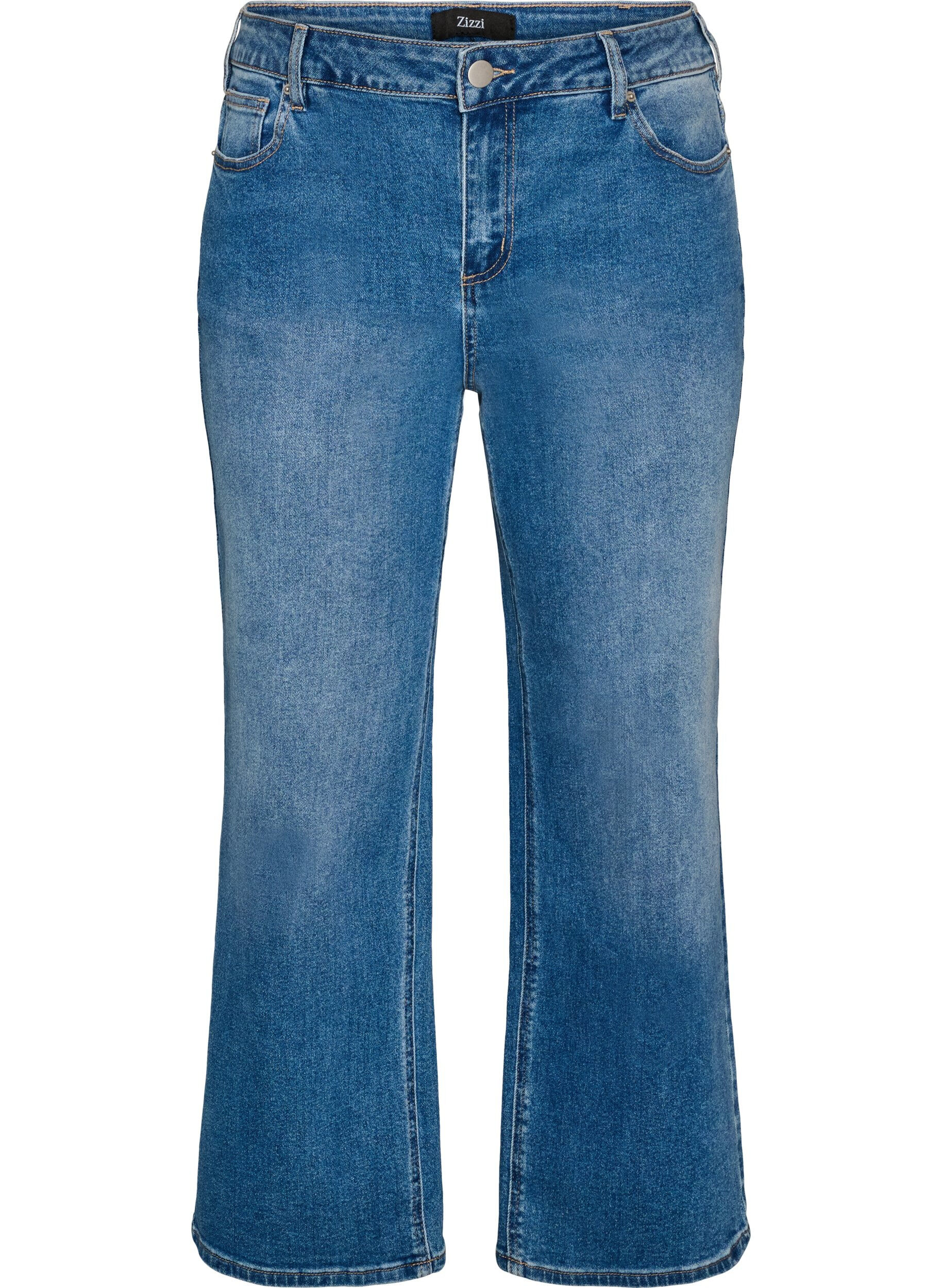 ZizziStraight jeans med let slidt udtryk, Bl&aring;, Packshot image number 0