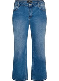 Straight jeans med let slidt udtryk, Bl&aring;