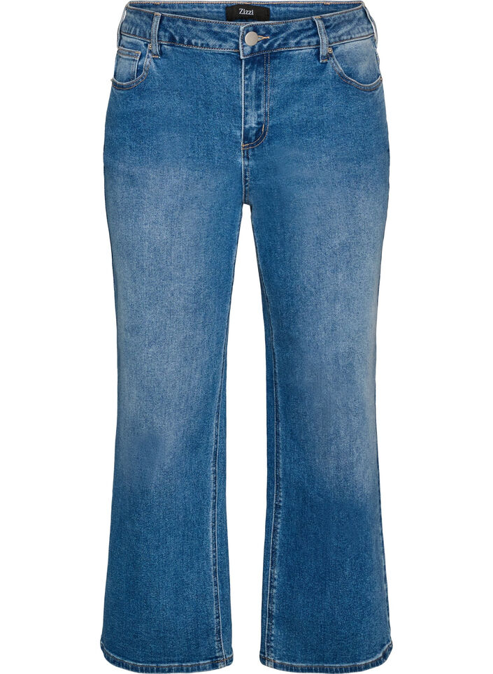 Straight jeans med let slidt udtryk, Bl&aring;, Packshot image number 0