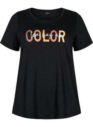 T-shirt i bomuld med print, Black COLOR, Packshot image number 0