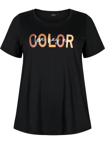 T-shirt i bomuld med print, Black COLOR, Packshot image number 0