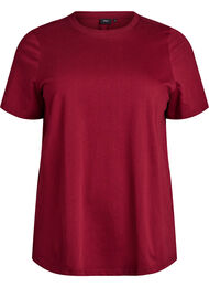 Basis t-shirt i bomuld med rund hals , M&oslash;rk Bordeaux