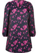 Kort jacquard kjole med lange ærmer, Black w. Red Rose, Packshot image number 0