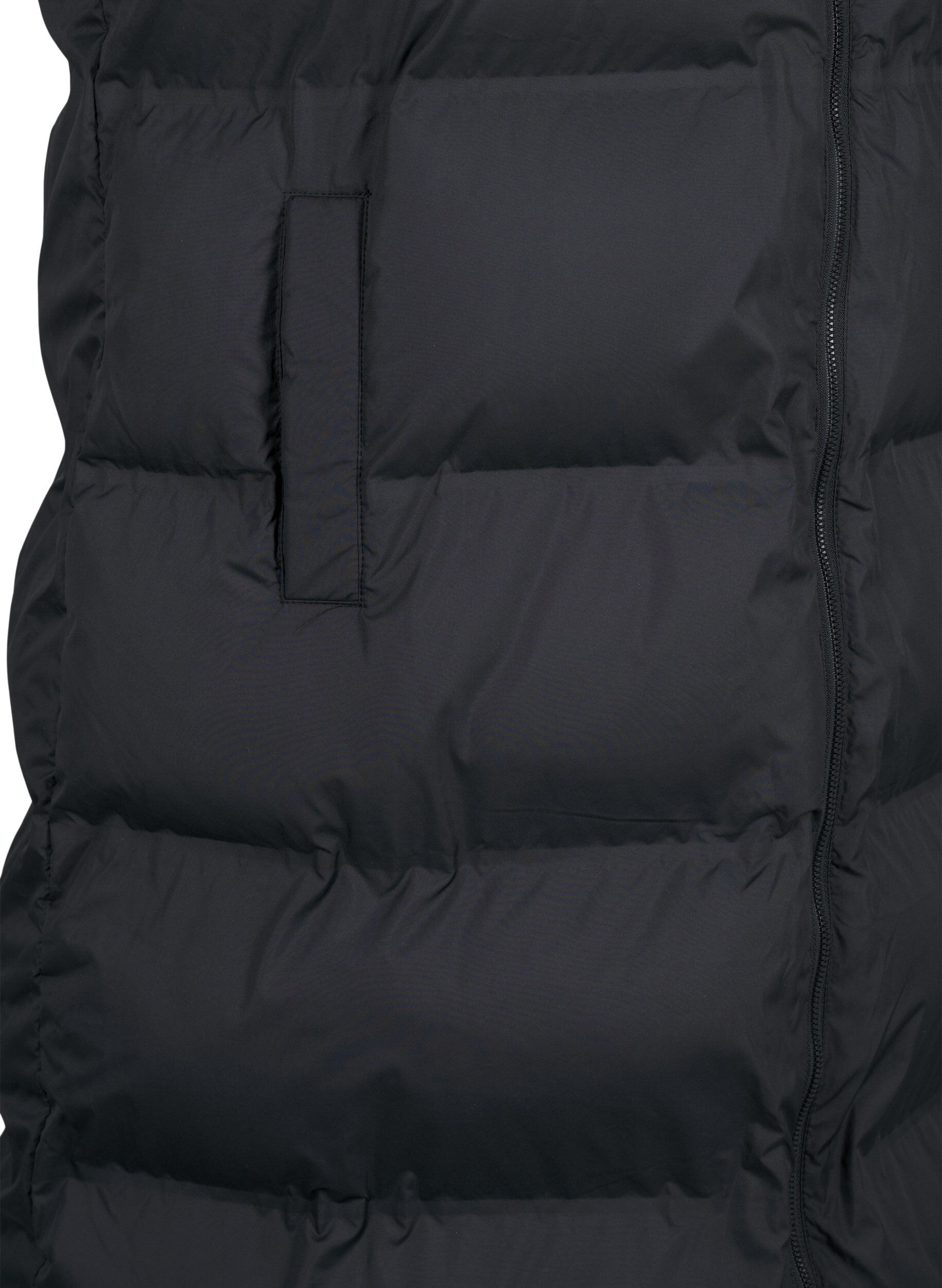 ZizziLang vest med lommer og tovejs lynl&aring;s, Sort, Packshot image number 3