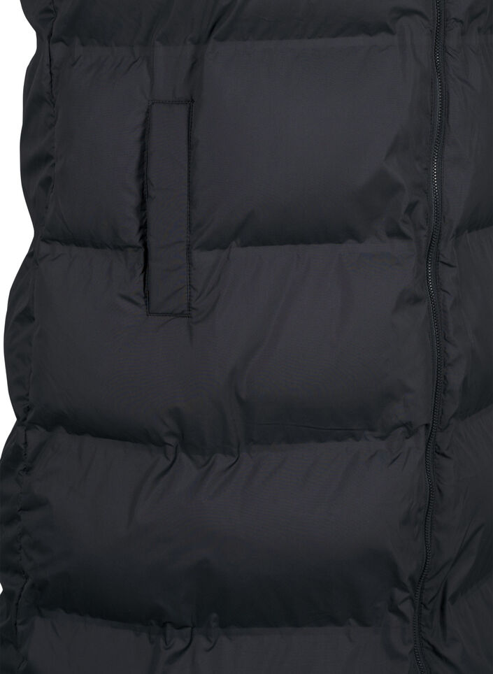 Lang vest med lommer og tovejs lynl&aring;s, Sort, Packshot image number 3