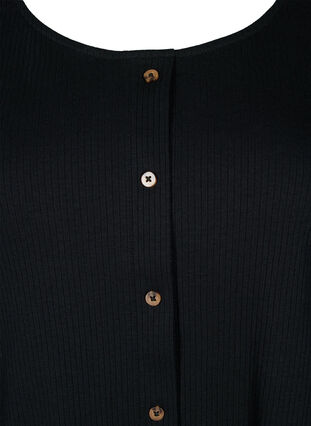 Kortærmet rib t-shirt med knapper, Black, Packshot image number 2
