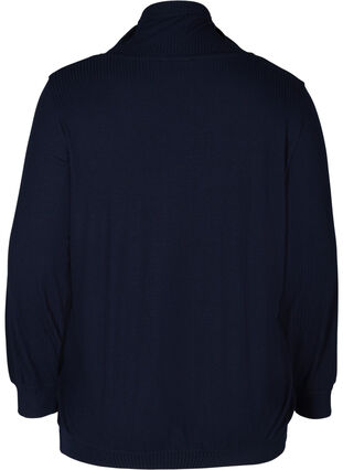 Langærmet bluse med høj hals og snøre, Navy Blazer, Packshot image number 1