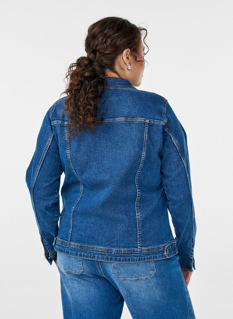 Denimjakke med et klassisk snit, Bl&aring;, Model image number 2