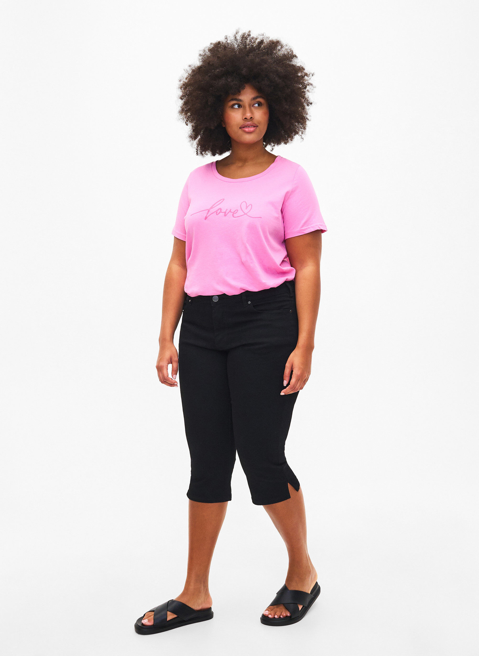 Zizzi Emily slim fit denim knickers, Black, Model image number 0