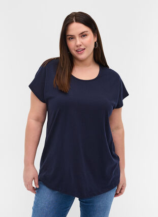Bomulds t-shirt med korte ærmer, Night Sky Solid, Model image number 0
