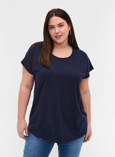 Bomulds t-shirt med korte ærmer, Night Sky Solid, Model image number 0