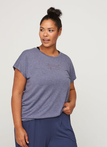 Trænings t-shirt med tekst tryk, Odysses Gray, Model image number 0