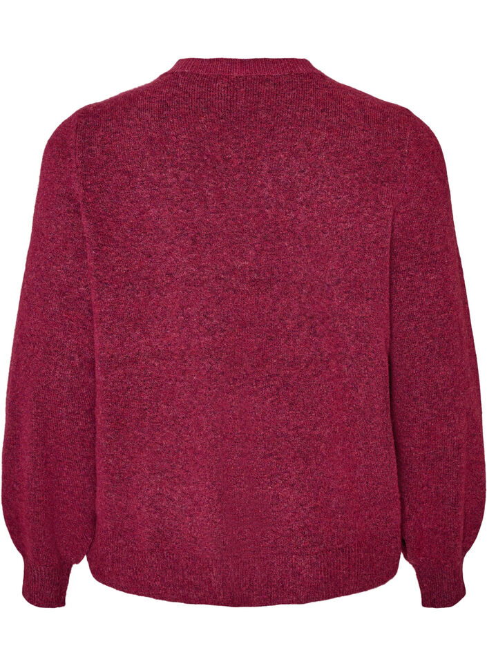Cardigan i bl&oslash;d strik med guldfarvede knapper, Lyser&oslash;d, Packshot image number 1