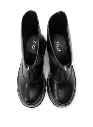 Kort wide fit læderstøvle med lynlås, Black, Packshot image number 2