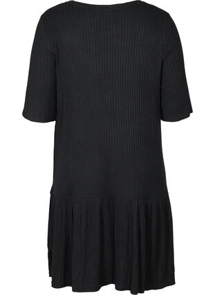 Rib kjole med 2/4 ærmer, Black, Packshot image number 1