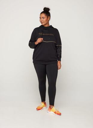 Sweatshirt med hætte og print, Black, Model image number 3