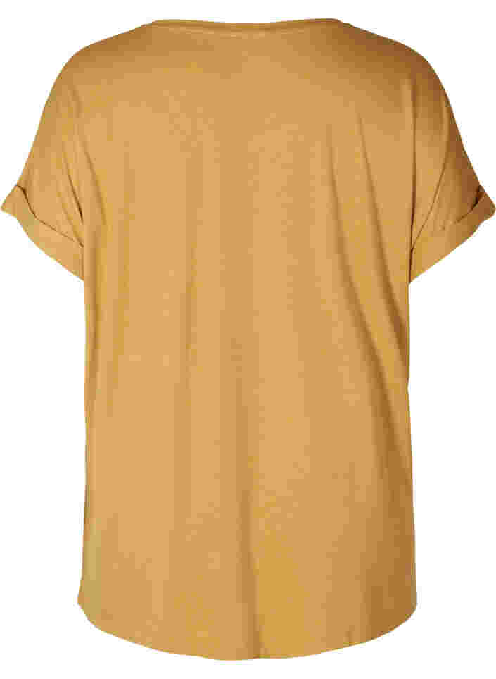 T-shirt i viskose mix med rund hals , Honey Mustard , Packshot image number 1