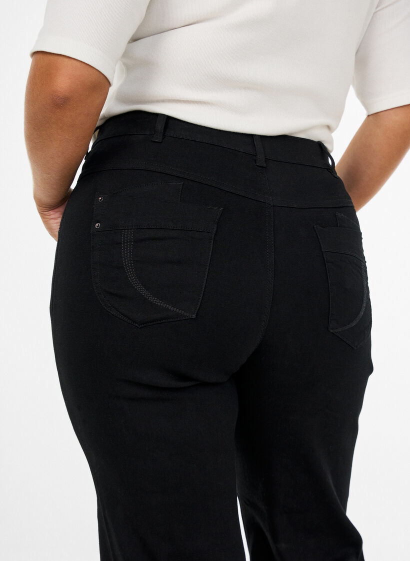 Regular fit Gemma jeans med h&oslash;j talje, Sort, Model image number 2