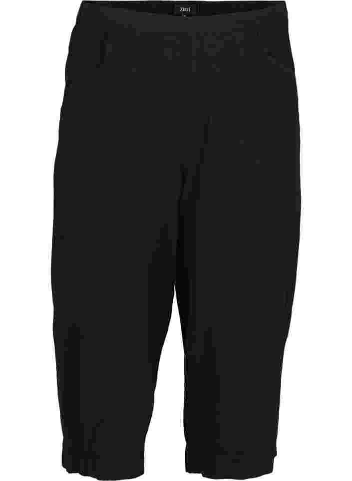 Løse culotte bukser i bomuld, Black, Packshot image number 0