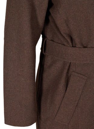 Lang frakke med lommer og bælte, Coffee Bean Mel., Packshot image number 3