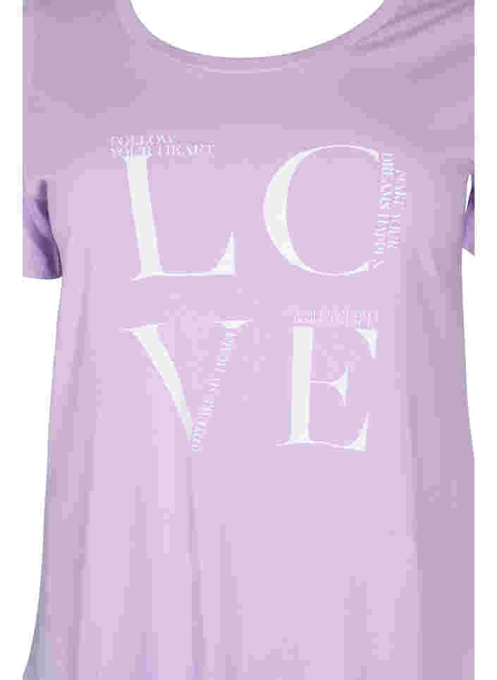 Kortærmet bomulds t-shirt med tryk, Lavendula LOVE, Packshot image number 2