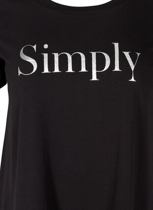 Kortærmet bomulds t-shirt med tryk, Black SIMPLY, Packshot image number 2