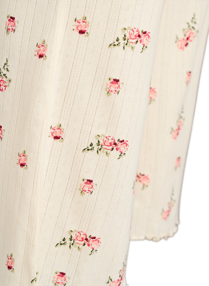 Natbukser i &oslash;kologisk bomuld med strukturm&oslash;nster, Vanilla, Packshot image number 2