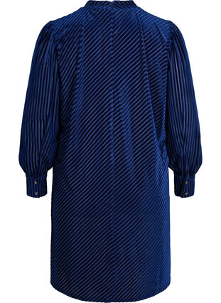 Strukturmønstret kjole i velour, Evening Blue, Packshot image number 1