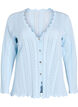 Cardigan med hulm&oslash;nster og b&oslash;lgede kanter, Bl&aring;, Packshot image number 0